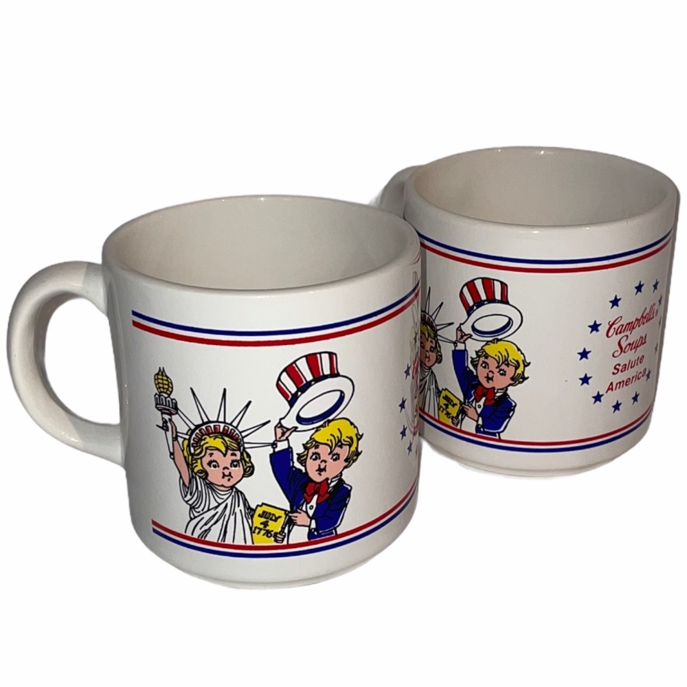 Vintage Campbell’s Soups SALUTE AMERICA cup mug x2